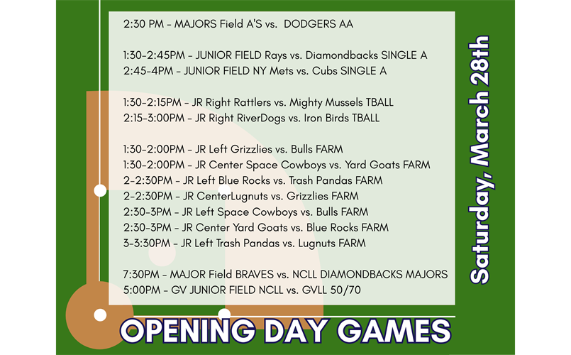 Opending Day Game Schedule